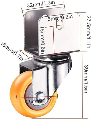 IkiCk 1" Furniture Casters with Dual Locking - Small Nylon Swivel Castors for Bed - 50Kg Load Bearing