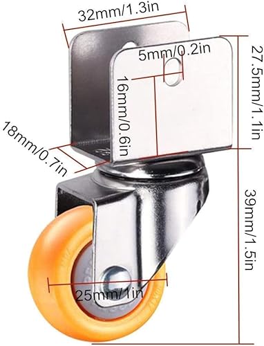 IkiCk 1" Furniture Casters with Dual Locking - Small Nylon Swivel Castors for Bed - 50Kg Load Bearing