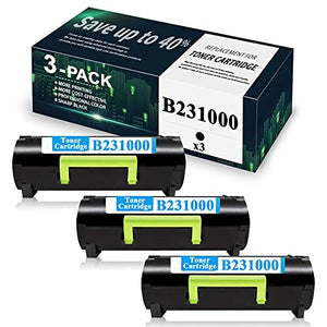 3 Pack Compatible B2338 / B231000 Remanufactured Toner Cartridge Replacement for Lexmark B2442dw B2546dn B2546dw B2650dw MB2338adw MB2546ade MB2650ade MB2650adwe Printer Toner Cartridge (Black).