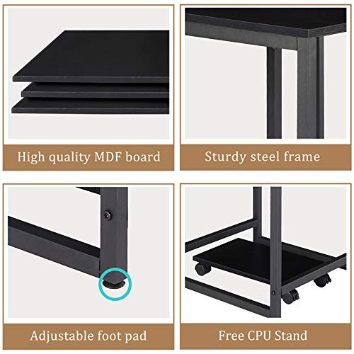 MYDENIMSKY U-Shaped Computer Desk, Industrial Corner Writing Desk with CPU Stand, Gaming Table Workstation Desk for Home Office Black