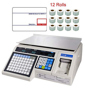 CAS LP-1000N Label Printing Scale Legal for Trade , 30 x 0.01 lb with a FREE 1 case CAS LST-8010 UPC Label, 58 x 40 mm