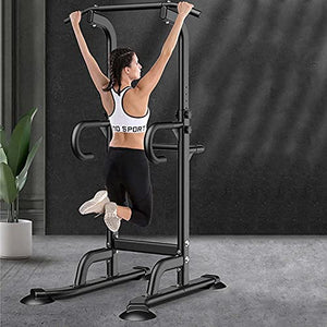 Pull Up Bar Dip Station Home Gym Power Tower Pull Up Station Adjustable Dip Tower Station Multifunction Pull Up Bars Free Standing Fitness Equipment for Strength Training Fitness Workout Exercise, Bla