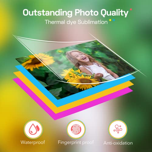 Liene 4x6'' Rechargeable Photo Printer Bundle (100 pcs +3 Ink Cartridges), Wireless Photo Printer for iPhone, Smartphone, Android, Computer, Dye Sublimation Printer, Photo Printer for Travel, Home Use
