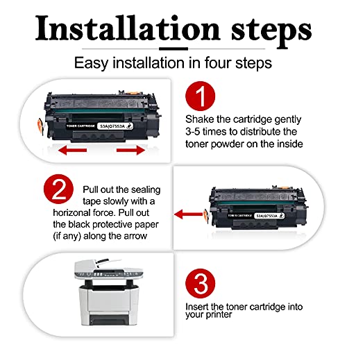 5 Pack Black High Yield 53A | Q7553A Toner Compatible Toner Cartridge Replacement for Hp P2014 P2014n P2015 P2015d P2015dn P2015x M2727nf Multifunction Printer