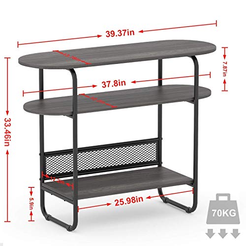 Teraves Reversible L Shaped Desk with Shelves and Industrial Console Table,3-Tier Entryway Table