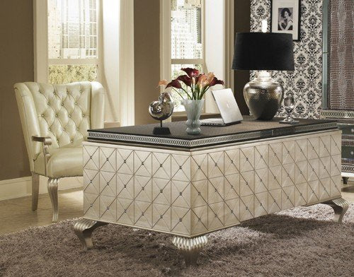 Hollywood Swank Cavier Desk with Metal Cabriole Legs By Aico Amini