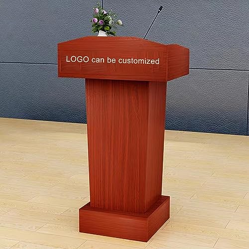 YUZES Wooden Lectern Podium Stand - Gray, Floor Standing for Classroom Churches Auditorium