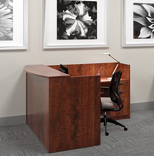 Offices To Go L Shaped Reception Desk W/Transaction Top 71"W X 30"D X 42"H Reception Return 42"W X 24"D X 42"H - American Espresso