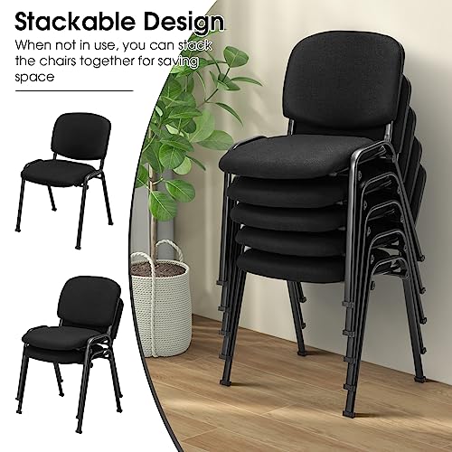 COSTWAY Stackable Guest Reception Chairs Set of 10 with Upholstered Seat & Ergonomic Back