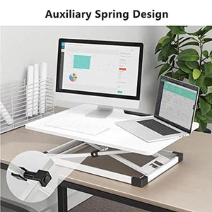 Standing Desk Converter 25.5 Inches Height Adjustable Stand Up Desk Riser Home Office Desk Workstation for Laptop Monitor (Color : White)