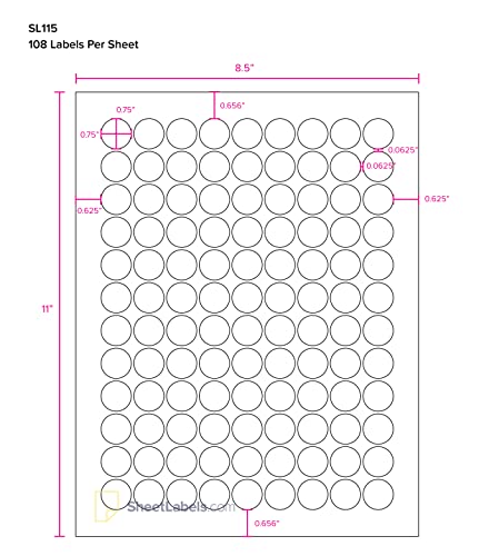 3/4" Round Labels, All Purpose White, Laser or Inkjet Printing, 540000 Labels