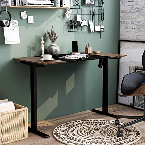 Furniture of America Grant Two-Tone Height Adjustable Electric Office Desk, 47.25-inch, Black and Walnut