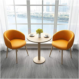 SKUAI Conference Coffee Table & Chair Set, Round Dining Set 1 Table 2 Chairs - Orange