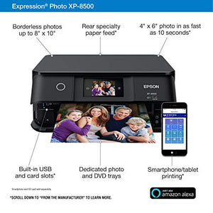 Epson Expression Photo XP-8500 Wireless Color Photo Printer with Scanner and Copier, Amazon Dash Replenishment Enabled