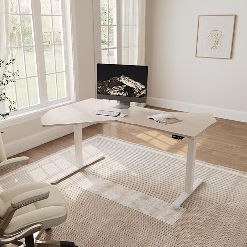 EUREKA ERGONOMIC Electric Standing Desk 70 Inch - Height Adjustable Sit Stand Up Desk, Maple