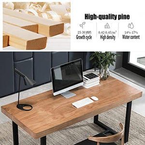 None Solid Wood Computer Desk with Metal Legs - Luxury Office Furniture (220x80x75cm & 180x80x75cm)