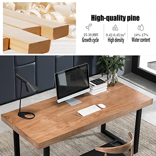 Solid Wood Computer Desk with Metal Legs - Luxury Office Furniture (220x80x75cm & 180x80x75cm)