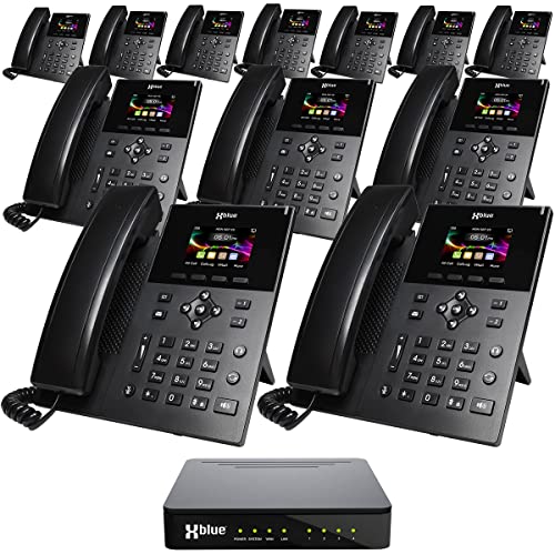 Xblue QB1 System Bundle with 12 IP5g IP Phones - Auto Attendant, Voicemail, Cell & Remote Extensions, Call Recording