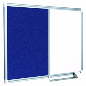 MasterVision Combination Board, Magnetic Dry Erase Whiteboard and Blue Felt Bulletin Board, 48" x 72" with Aluminum Frame and Pen Tray