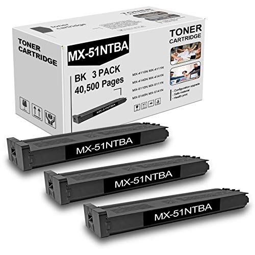 3 Pack Black MX-51NTBA MX-51NT Toner Cartridge Replacement for Sharp MX-4110N 4111N 4140N 4141N 5110N 5111N 5140N 5141N Printer