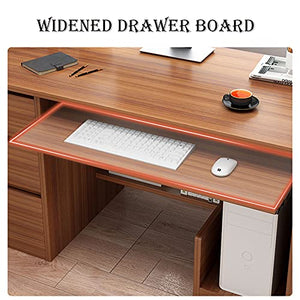 XIALIUXIA Wooden Modern Computer Desk, Laptop PC Table Home Office Study Workstation with Drawers Shelves Computer Workstation Writing Desk, Space Saving Design,B,100CM