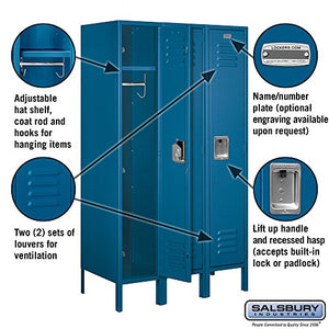 Salsbury Industries 61358BL-U Single Tier 36-Inch Wide 5-Feet High 18-Inch Deep Unassembled Standard Metal Locker, Blue