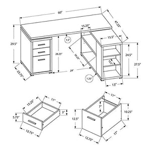 Monarch Specialties Hollow-Core Left or Right Facing Corner Desk, White