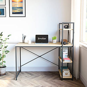 Bestier Computer Desk with Storage Shelves 47 Inch Home Office Desk Writing Table Oak
