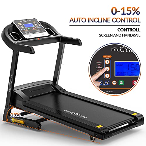 DR.GYMLEE Folding Treadmill 300 LB Capacity for Home, 15% Auto Incline 3.5 HP Running Machine& Strong Shock Absorption, Easy Assembly & Space Saver for Home Office Workout…