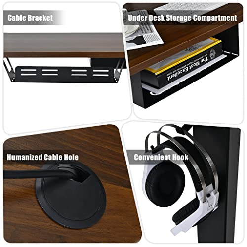 48" Electric Standing Desk Height Adjustable with Control Panel & USB Port - Home Office (Color: B)