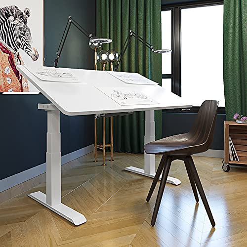 Drafting Table Electric Lifting Table Tiltable Painting Table Designer Desk Work Table Art Studio Table (Color : White, Size : 140x80Cm)