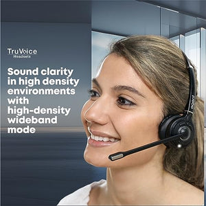 TruVoice Agent AW50 Dect 2-in-1 Wireless Headset | 9 Hour Talk Time, Noise Canceling Mic | Ultra Range up to 500FT