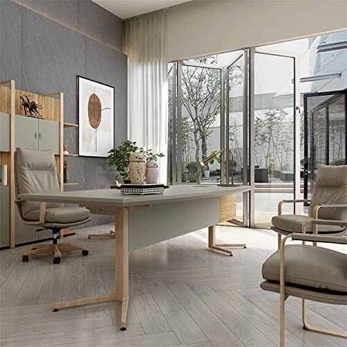 TAPIVA Executive Desk Veneer Boss Table Solid Wood - Cream Color