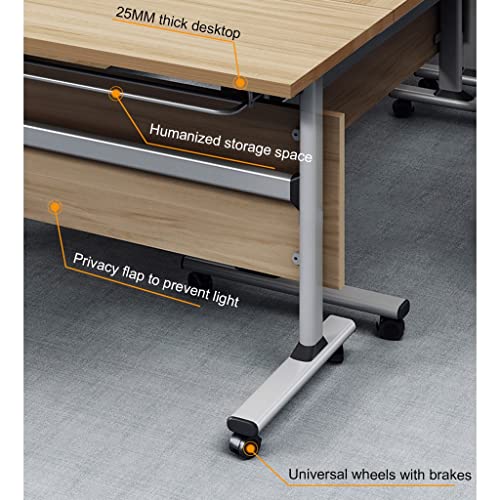 Foldable Meeting Table Set of 3 with Modesty and Lockable Wheels