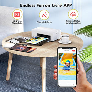 Liene 4x6'' Photo Printer, Wi-Fi Picture Printer, 20 Sheets, Full-Color Photo, Photo Printer for iPhone, Android, Smartphone, Computer, Thermal dye Sublimation, Portable Photo Printer for Home Use