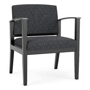 Lesro Amherst Wood Reception Wide Guest Chair in Black/Adler Nocturnal Black