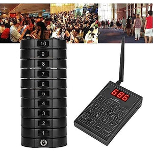 ROLTIN Restaurant Pager Wireless Calling System with 999 Channels Keypad and Coasters - 3 Calling Modes, Fast Food Cafe Solution