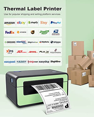 POLONO Label Printer - 150mm/s 4x6 Green Thermal Label Printer, POLONO 2.25”x1.25” Direct Thermal Label, 1000 Labels, White, Compatible with Amazon, Ebay, Etsy, Shopify and FedEx
