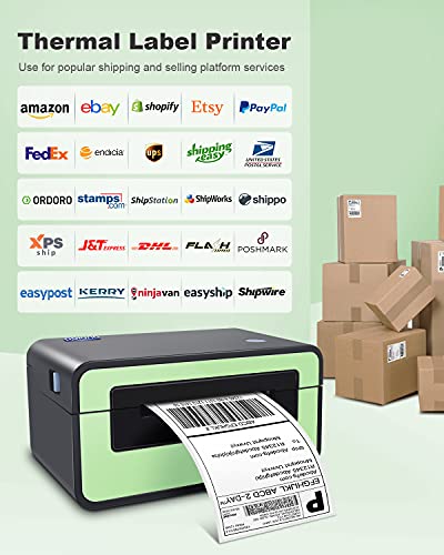 POLONO Label Printer - 150mm/s 4x6 Gerrn Thermal Label Printer, POLONO Packing Tape, 2.7 mil, 1.88" x 60 Yards, Total 720Y, 3" Core, 12 Rolls, Compatible with Amazon, Ebay, Etsy, Shopify and FedEx
