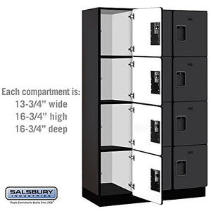 Salsbury Industries Black 4-Tier Extra Designer Wood Locker with Three Wide Storage Units, 6ft High, 18in Deep
