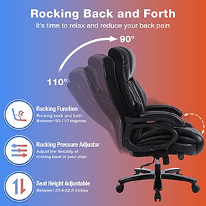BOSMILLER Big and Tall Office Chair 500lbs with Quiet Rubber Wheels & High Back Leather Executive Design