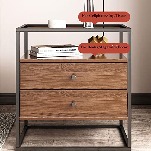 BinOxy Coffee Table with Tempered Glass Top, Metal Frame, Storage Cabinet, and Drawers for Living Room and Bedroom