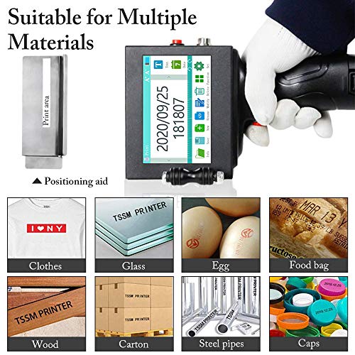 Varwaneo Portable Handheld Inkjet Printer,Quick-Drying Coding Machine Gun with led Touch Screen for Logo,qr Code,Bar,Prinker Tattoo,Graphic,Date,Counter,Label(Support 20 Languages)…
