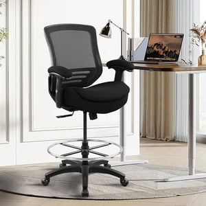 WITTLONG Ergonomic Drafting Chair with 400lbs Capacity, Lumbar Support, and Swivel Feature - Black