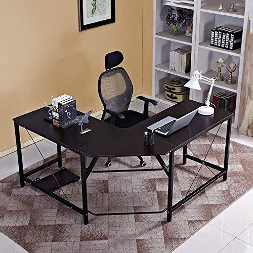 MEETGG Computer Desk Computer Workstation L-Shaped Desk Large Corner Desk PC Laptop Study Gaming Table Workstation for Home Office