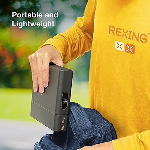 REXING PK2 Smart Projector Full HD 350 ANSI Lumens,3D Video, Digital Zoom, 30-120” DLP Projector, Android, HDMI, USB, WiFi, Miracast, YouTube, Netflix, Included Swivel Stand, Home Entertainment