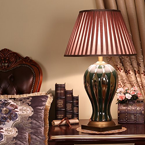 505 HZB Chinese Modern Copper Ceramic Desk Lamp, Bedroom Bedside Cabinet Lamp, Living Room Study Desk Lamp