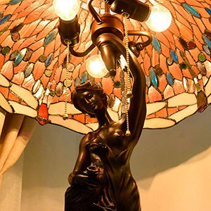 MaGiLL Tiffany Style Dragonfly Desk Lamp - Colored Glass Beauty Sculpture