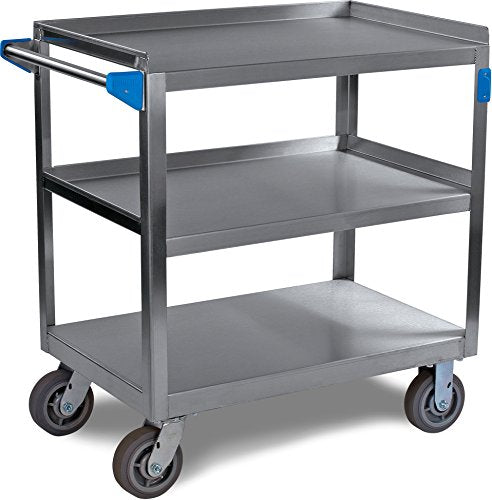 Carlisle FoodService Products Stainless Steel Utility Cart, 700 lbs Capacity, 33"x21"x36", 3 Shelf