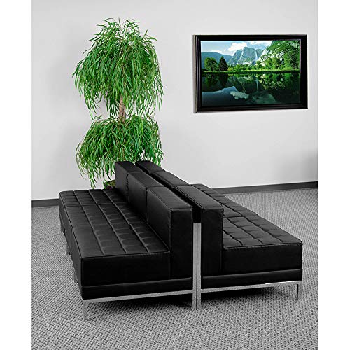 Offex 6 Piece Black Leather Reception Guest Seating Lounge Set